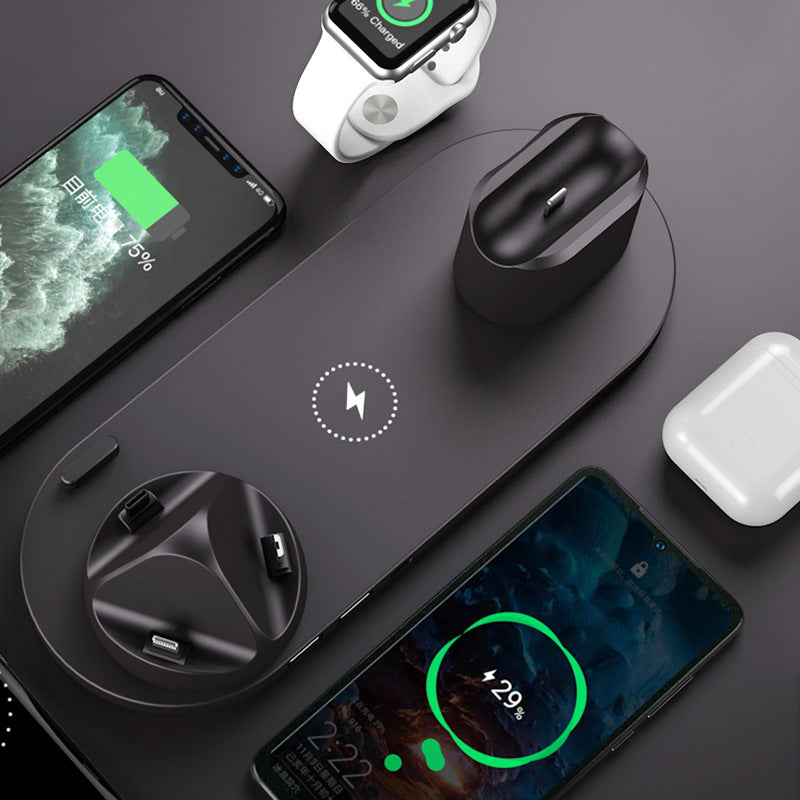 This Wireless Fast Charger is compatible with iPhone, Airpods, and Apple Smartwatch models