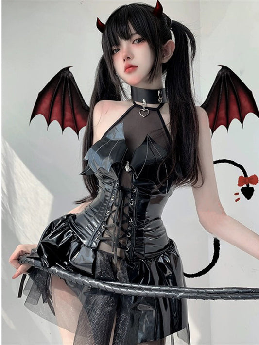 Women's Leather Dark Witch Costume Set