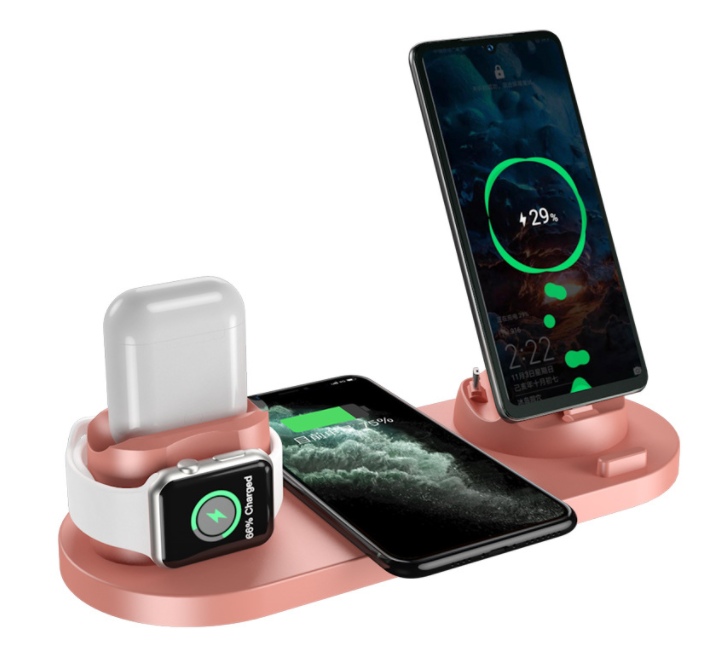 This Wireless Fast Charger is compatible with iPhone, Airpods, and Apple Smartwatch models