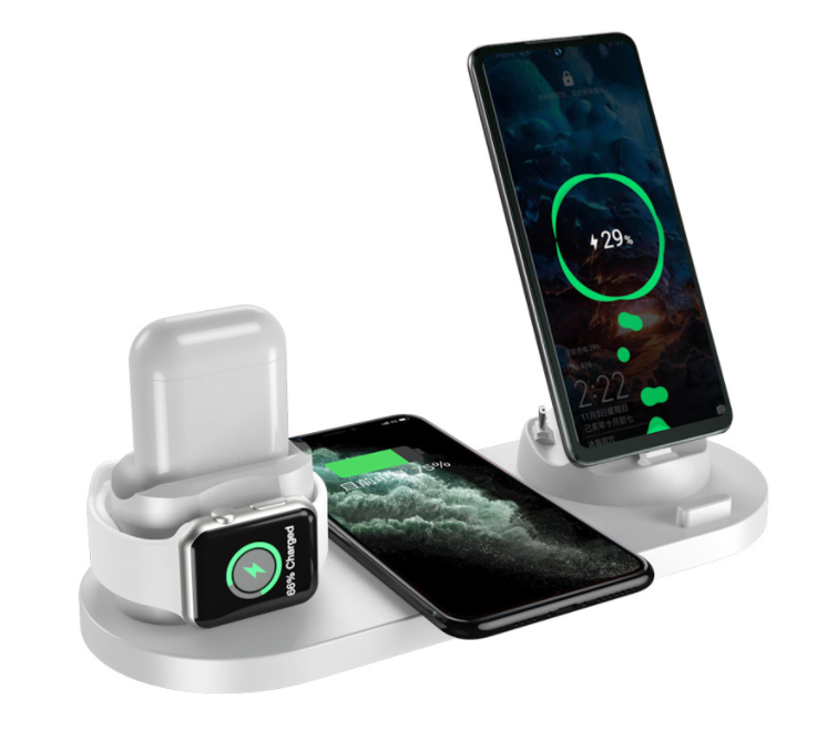 This Wireless Fast Charger is compatible with iPhone, Airpods, and Apple Smartwatch models