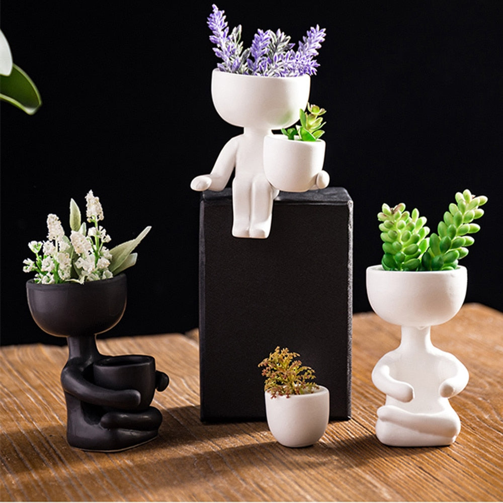 Humanoid Ceramic Flower Pot - Creative