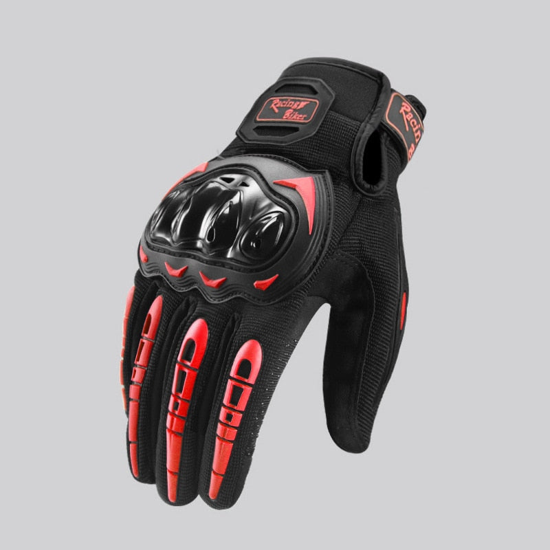 Thermally-Insulated Motorcycle Gloves with Carbon Knuckle Protection for Sport - Black L