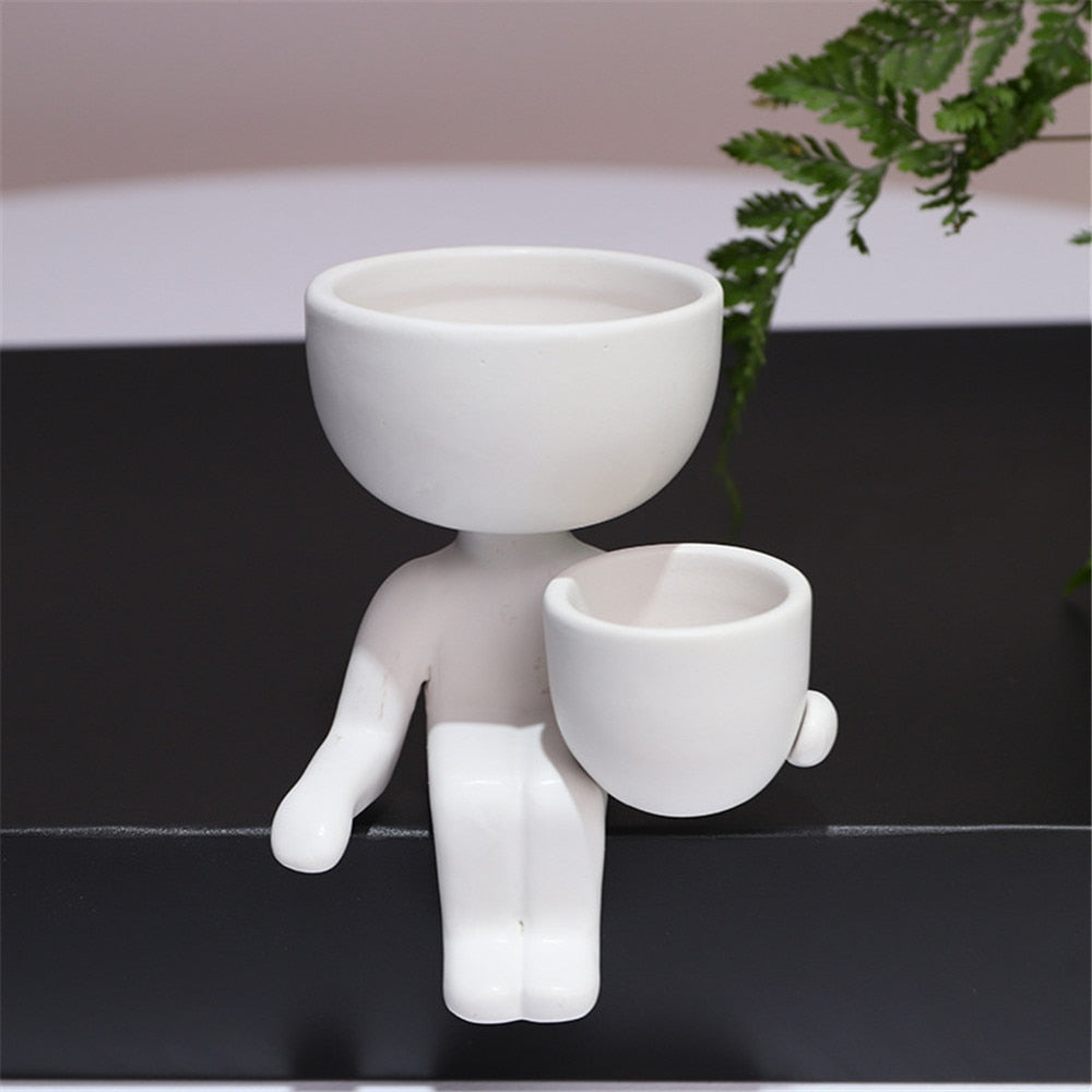 Humanoid Ceramic Flower Pot - Creative